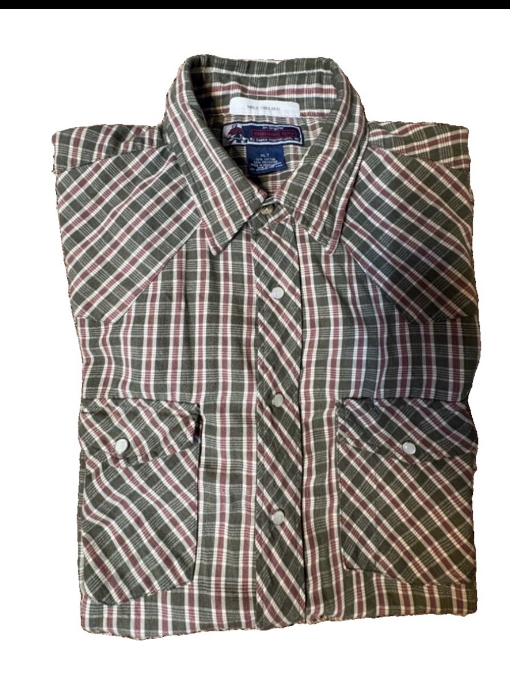 Williams Bay Men's XLT Western Pearl Snap Shirt Plaid Short Sleeve Green Red